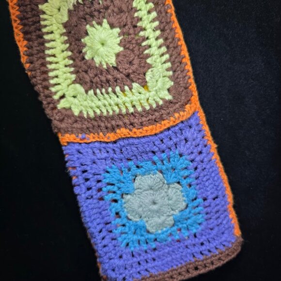 Vintage 90s Express Tricot Granny Square Crochet Sweater L - Picture 4 of 9